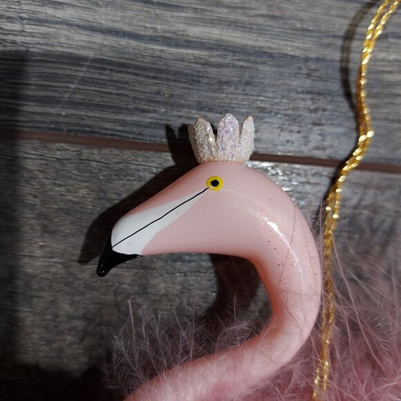 De Carlini Pink Glass Legs Flamingo Feathered Christmas Ornament Made In Italy - Picture 3 of 8